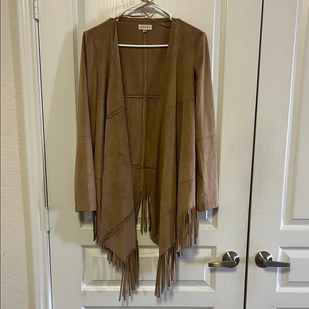 Tan Fringe Suede Jacket